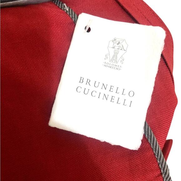 Brunello Cucinelli Red Linen Blend Tapered Leg High Rise Pleated Trousers Size 0 - Picture 9 of 11